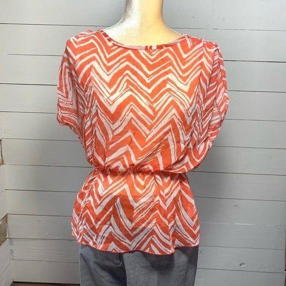 COLOR SWATCH short-sleeve chevron blouse